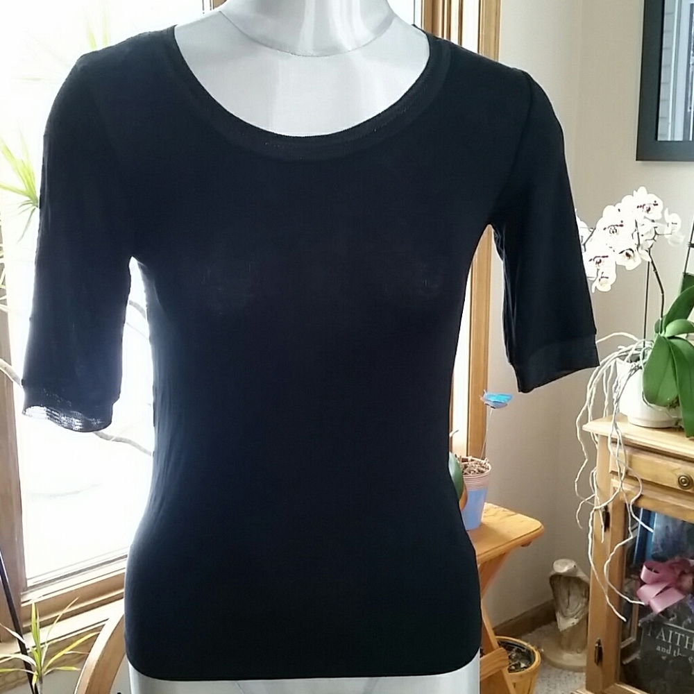 NWT Zara Black Short Sleeve Scoop Neck Blouse